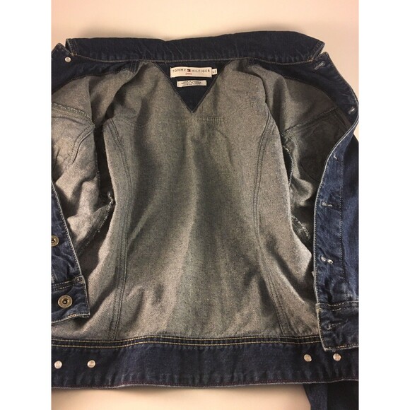 Tommy Hilfiger Jeans Womens Denim Jacket Y2K Vintage Dark Wash Large L - Picture 7 of 7